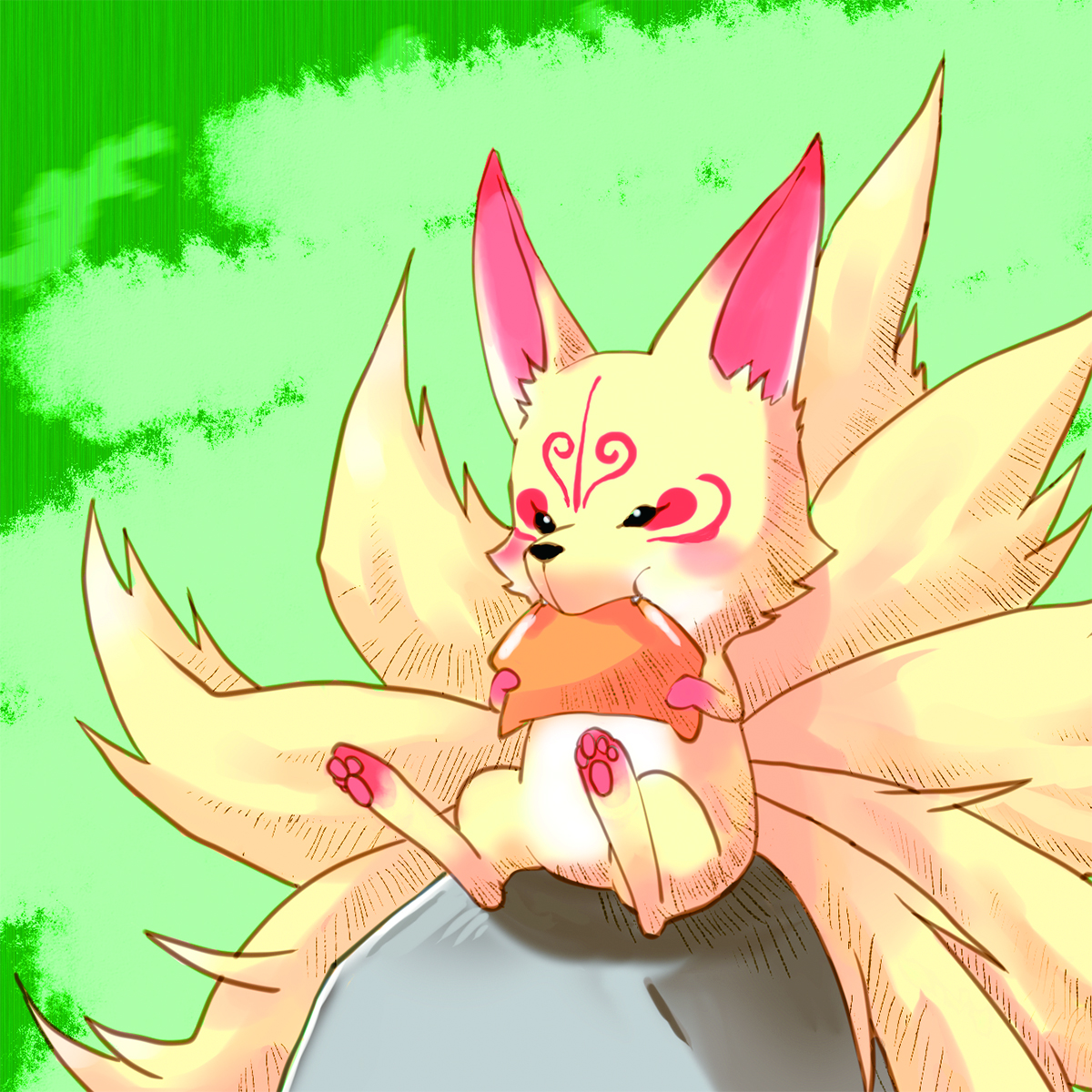 九尾の狐のキャラクターイラスト
